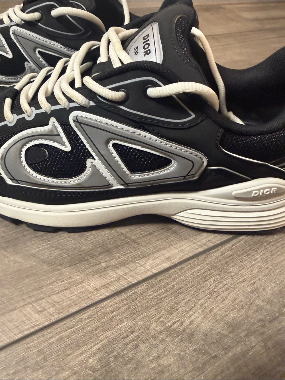Dior Black, White & Gray Men’s Logo Panel Sneakers - Picture 4 of 11